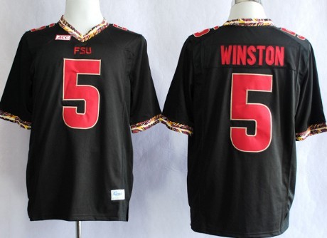 Florida State Seminoles #5 Jameis Winston 2013 Black Jerseys